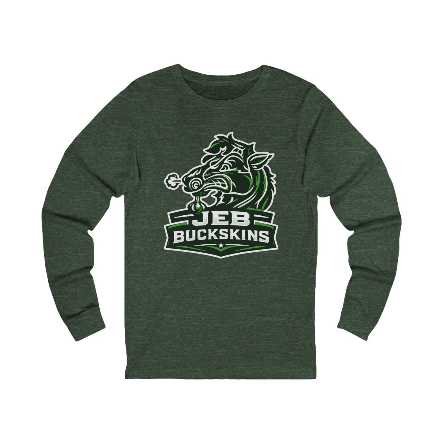JEB Buckskins Long Sleeve Tee — Green Mascot Sports Logo Shirt