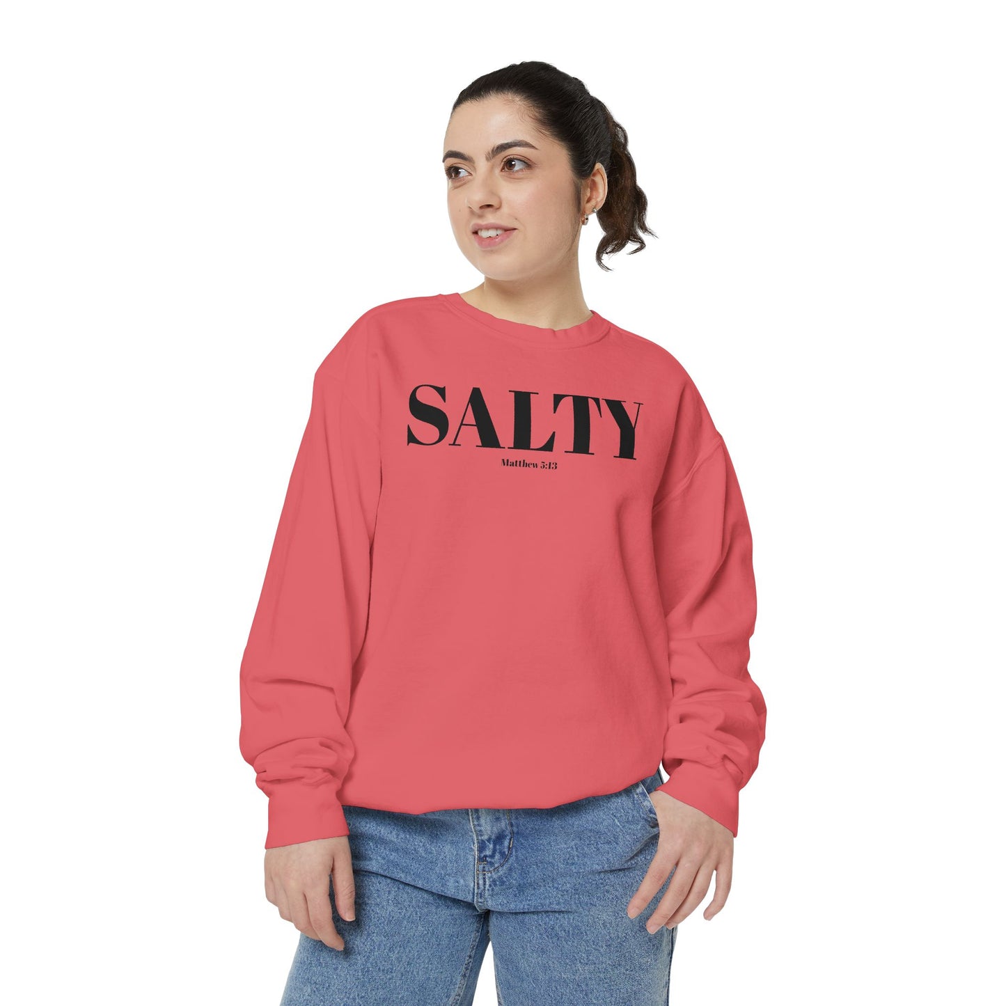 Salty Graphic Sweatshirt — Beachy Minimalist Crewneck for Coastal Living